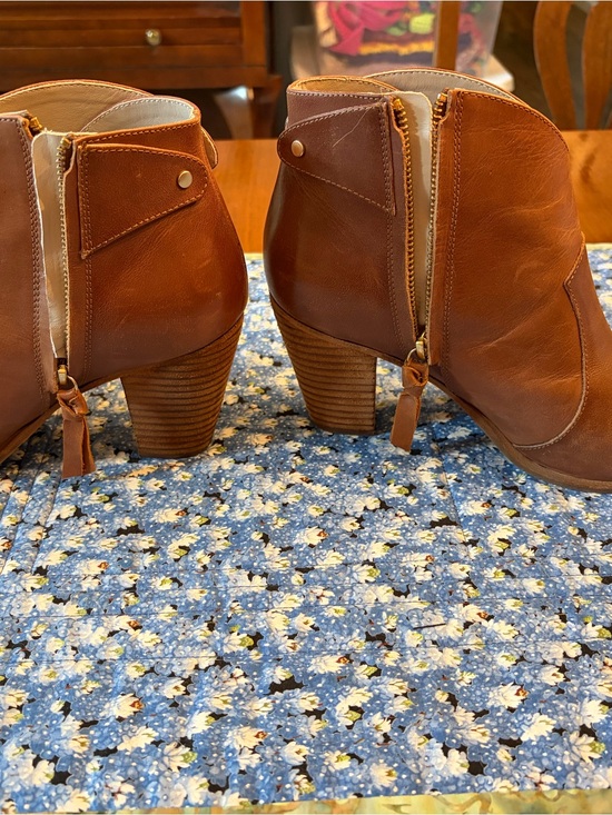 Boden Shoes - Women’s Brown Leather Ankle Booties with Side Zip - Boden